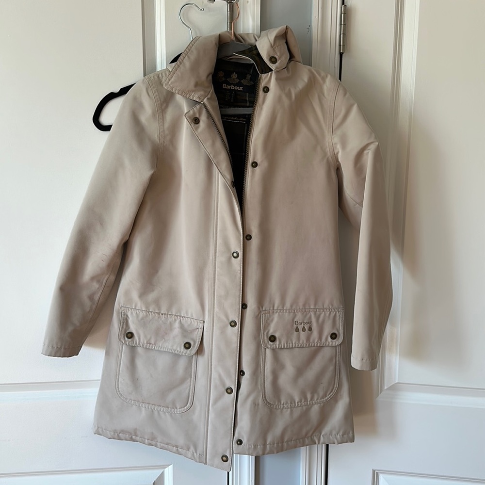 Cream Barbour jacket